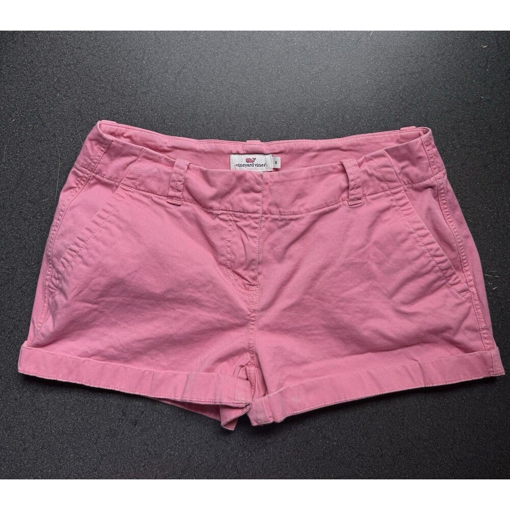 Vineyard Vines Women's Pink Chino Shorts Whale Logo Size 4 Preppy Classic Summer